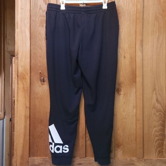 Adidas Jogger Athletic Drawstring Sporty Sweatpants, XL, Black & White Logo - Picture 2 of 7